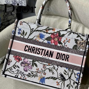M1286 DIOR迪奧原版皮月季花新款刺繡Dior Book Tote小號購物袋手提包