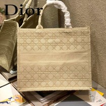 Dior迪奧-02  原版皮大號格纹 Book Tote 購物袋