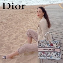 M1286-01 DIOR迪奧原版皮月季花新款刺繡Dior Book Tote購物袋手提包