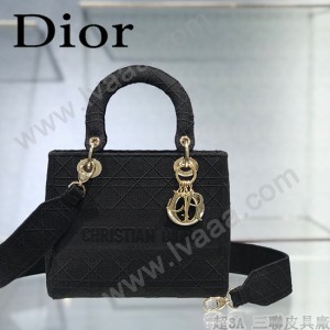 DIOR-01 迪奧全新Lady Dior 刺繡菱格系列戴妃包