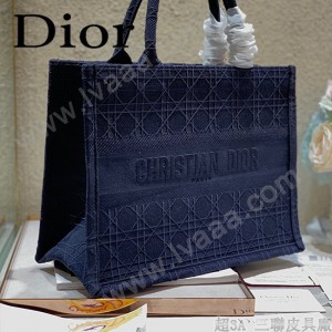 Dior迪奧-04  原版皮大號格纹 Book Tote 購物袋