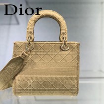 DIOR-04 迪奧全新Lady Dior 刺繡菱格系列戴妃包