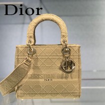 DIOR-04 迪奧全新Lady Dior 刺繡菱格系列戴妃包