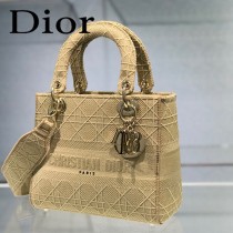 DIOR-04 迪奧全新Lady Dior 刺繡菱格系列戴妃包