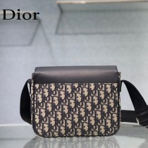 DIOR 2020新款原版皮藍色帆布郵差包