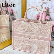 DIOR M1286-002  新款原版皮大號粉色老虎刺繡tote購物袋