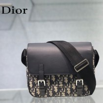 DIOR 2020新款原版皮藍色帆布郵差包