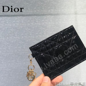 0126-05  Dior LADY DIOR 平蓋卡夾革藤格紋漆皮 原版皮