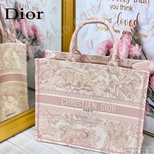 DIOR M1286-002  新款原版皮大號粉色老虎刺繡tote購物袋