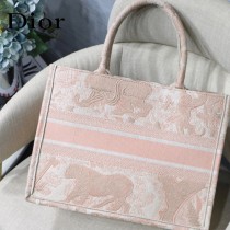 DIOR M1286-001 新款原版皮小號粉色老虎刺繡tote購物袋