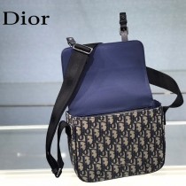 DIOR 2020新款原版皮藍色帆布郵差包