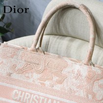 DIOR M1286-001 新款原版皮小號粉色老虎刺繡tote購物袋