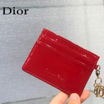 0126-03  Dior LADY DIOR 平蓋卡夾革藤格紋漆皮 原版皮