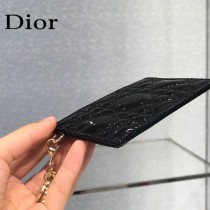 0126-05  Dior LADY DIOR 平蓋卡夾革藤格紋漆皮 原版皮