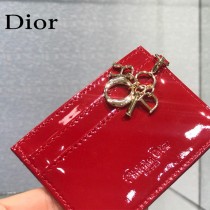 0126-03  Dior LADY DIOR 平蓋卡夾革藤格紋漆皮 原版皮