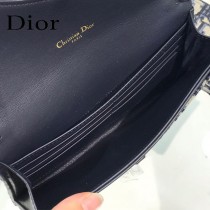 Dior 5614 藍色Dior Oblique印花馬鞍翻蓋式錢包