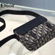 DIOR 2020新款原版皮藍色帆布郵差包