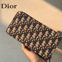 Dior 91608 原版皮經典老花長款拉鏈錢包
