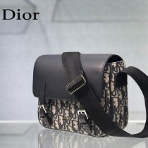 DIOR 2020新款原版皮藍色帆布郵差包