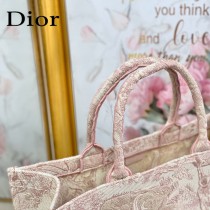 DIOR M1286-002  新款原版皮大號粉色老虎刺繡tote購物袋