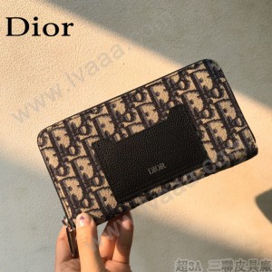 Dior 91608 原版皮經典老花長款拉鏈錢包
