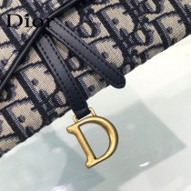 Dior 5614 藍色Dior Oblique印花馬鞍翻蓋式錢包
