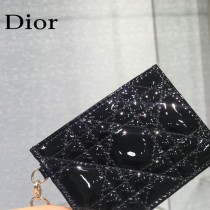 0126-05  Dior LADY DIOR 平蓋卡夾革藤格紋漆皮 原版皮