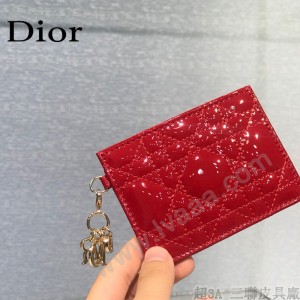 0126-03  Dior LADY DIOR 平蓋卡夾革藤格紋漆皮 原版皮