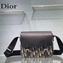 DIOR 2020新款原版皮藍色帆布郵差包