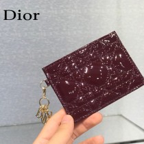 0126-04  Dior LADY DIOR 平蓋卡夾革藤格紋漆皮 原版皮