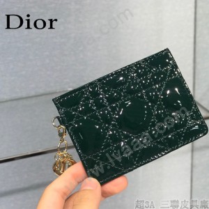 0126-02  Dior LADY DIOR 平蓋卡夾革藤格紋漆皮 原版皮