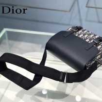 DIOR 2020新款原版皮藍色帆布郵差包