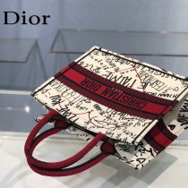 Dior 新色-七夕紅限定款 小號Book tote 寶藏刺繡購物袋