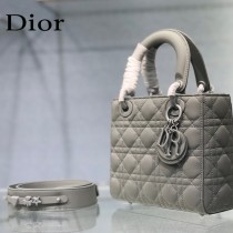DIOR-02  新款四格徽章磨砂原版皮戴妃包