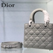 DIOR-02  新款四格徽章磨砂原版皮戴妃包