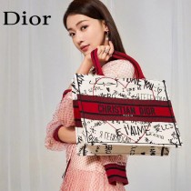 Dior 新色-七夕紅限定款 小號Book tote 寶藏刺繡購物袋