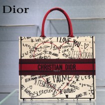 Dior 新色-七夕紅限定款 大號Book tote 寶藏刺繡購物袋