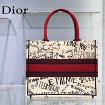 Dior 新色-七夕紅限定款 小號Book tote 寶藏刺繡購物袋