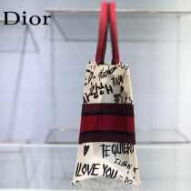 Dior 新色-七夕紅限定款 小號Book tote 寶藏刺繡購物袋