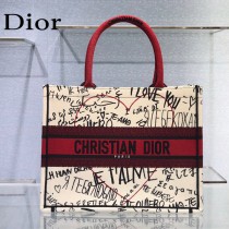 Dior 新色-七夕紅限定款 小號Book tote 寶藏刺繡購物袋