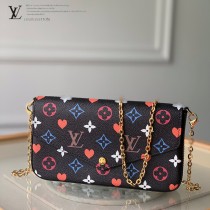 LV M61276-1 新款原版皮黑彩 Pochette Felicie 手袋三件套