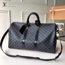 41413 41416 41418黑色棋盤格原版皮 KEEPALL 55 旅行袋