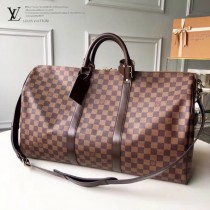 41428 咖啡棋盤格原版皮 KEEPALL 45 旅行袋於