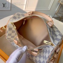 LV 41373  中號白格原版皮新款Speedy枕頭包