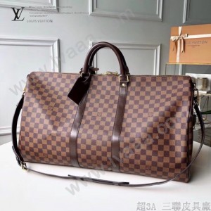 41414 咖啡棋盤格原版皮 KEEPALL 55 旅行袋