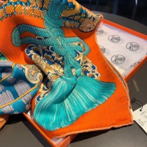 Hermes超級經典 武士的服飾 140cm絲絨披肩大方巾