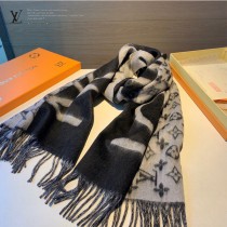LV最新黑灰雙色設計羊絨披肩