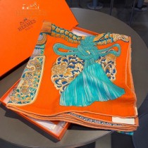 Hermes超級經典 武士的服飾 140cm絲絨披肩大方巾