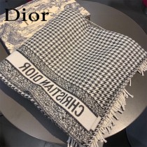 DIOR迪奧千鳥格 大方巾圍巾披肩毛毯三用