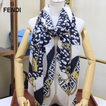 FENDI 芬迪 走秀新款鏈條拼色羊絨羊絨圍巾